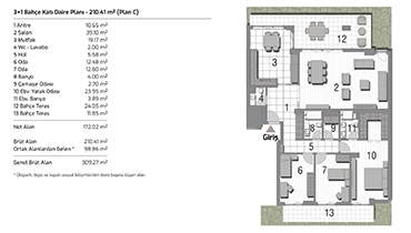 İnallar Hayat 2 3+1 Bahçe Katı
