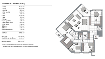 İnallar Hayat 2 3+1 Daire Planı B